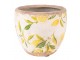Béžový keramický obal na květináč s citróny Lemonio XS - Ø12*11 cm