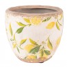 Béžový keramický obal na květináč s citróny Lemonio XS - Ø12*11 cm