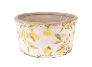 Béžový keramický obal na květináč s citróny Lemonio - Ø19*10 cm