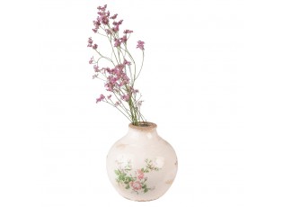 Béžová keramická dekorační váza s růžemi Rossia - Ø 16*17 cm