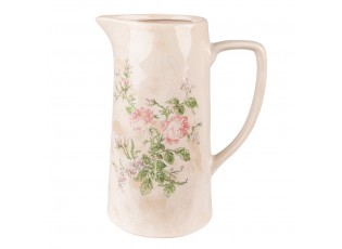 Béžový keramický dekorační džbán s růžemi Rossia - 21*15*25 cm