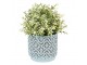 Šedo-modrý cementový obal na květináč s ornamentem S - Ø 12*11 cm
