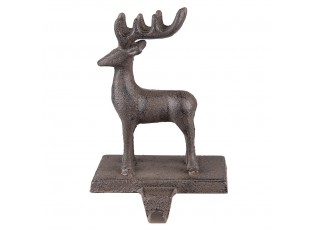 Hnědý litinový háček na punčochu socha jelena - 13*11*21 cm