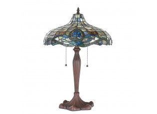 Hnědá stolní lampa Tiffany Vaganto - Ø 41*60 cm E27/max 2*60W