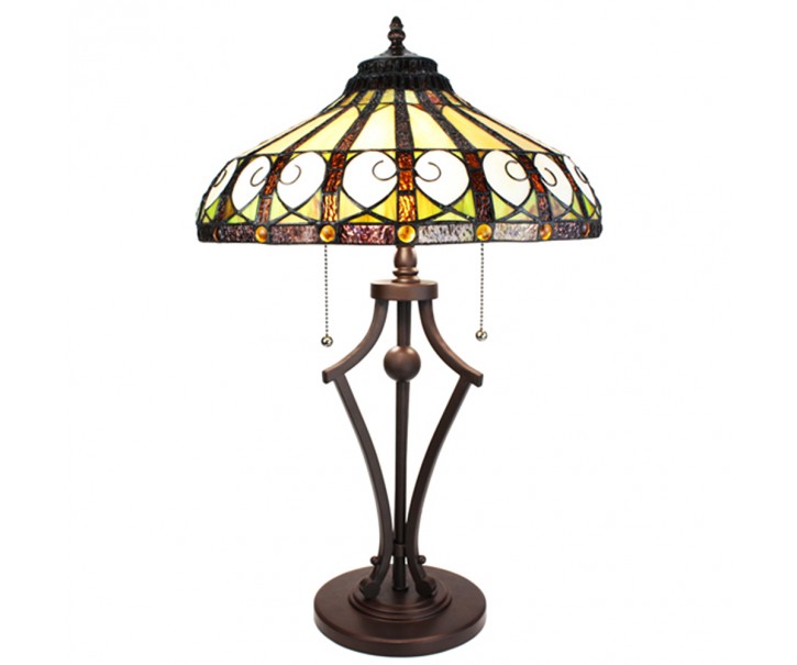 Stolní lampa Tiffany Ellegant - Ø 41*64 cm/ E27/max 2*60W