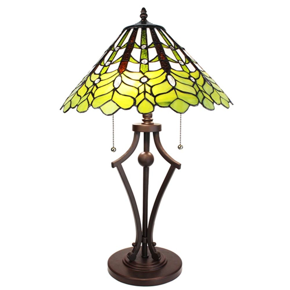 Zelená stolní lampa Tiffany Greena - Ø 41*62 cm E27/max 2*60W