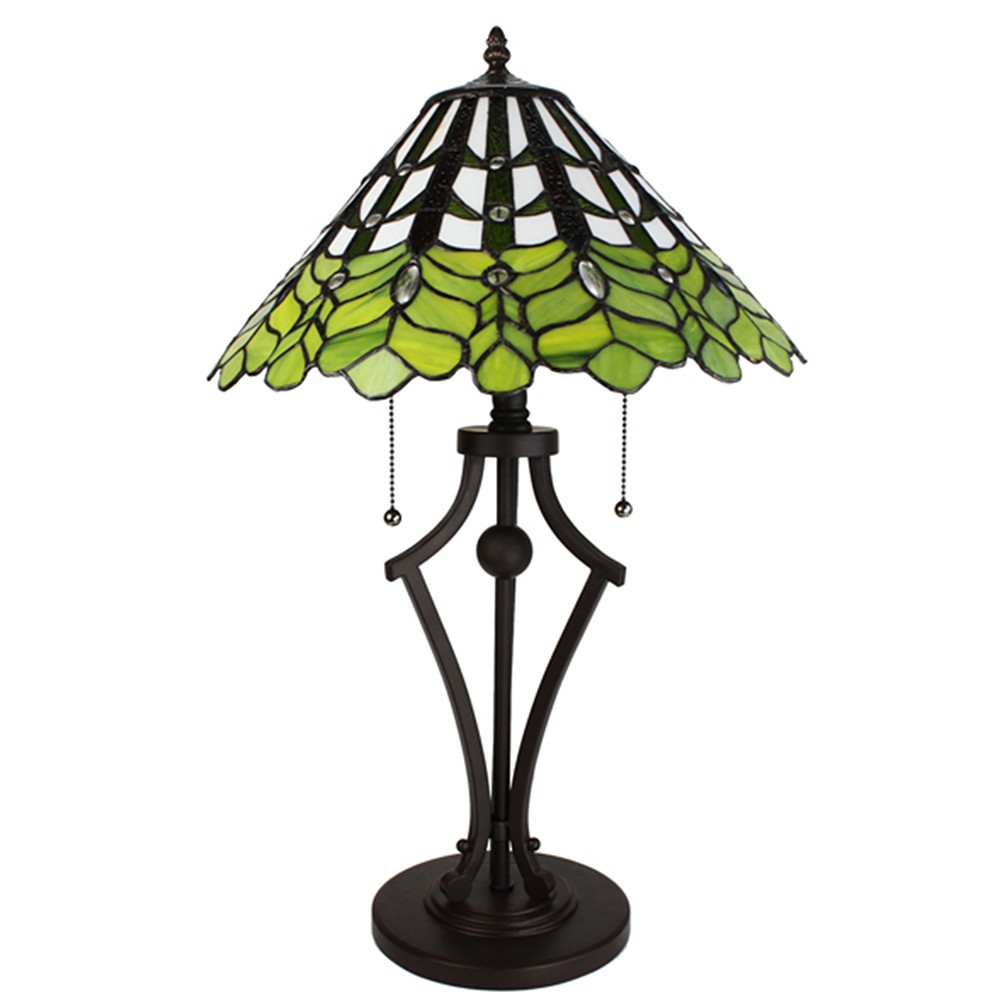Zelená stolní lampa Tiffany Greena - Ø 41*62 cm E27/max 2*60W Clayre & Eef