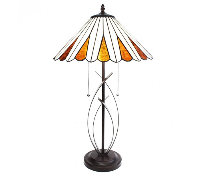 Béžovo-hnědá stolní lampa Tiffany Owa - Ø 41*69 cm E27/max 2*60W