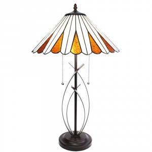 Béžovo-hnědá stolní lampa Tiffany Owa - Ø 41*69 cm E27/max 2*60W