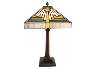 Pyramidová stolní lampa Tiffany - 31*31*48 cm E27/max 1*60W