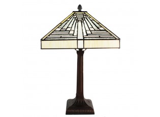 Pyramidová stolní lampa Tiffany Ova - 31*31*48 cm E27/max 1*60W
