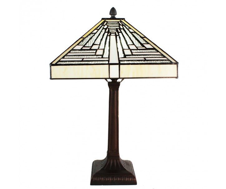 Pyramidová stolní lampa Tiffany Ova - 31*31*48 cm E27/max 1*60W