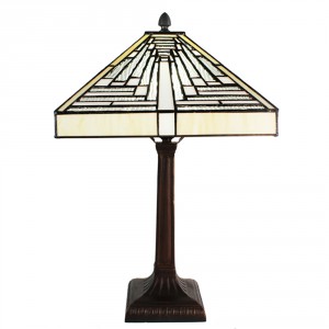 Pyramidová stolní lampa Tiffany Ova - 31*31*48 cm E27/max 1*60W