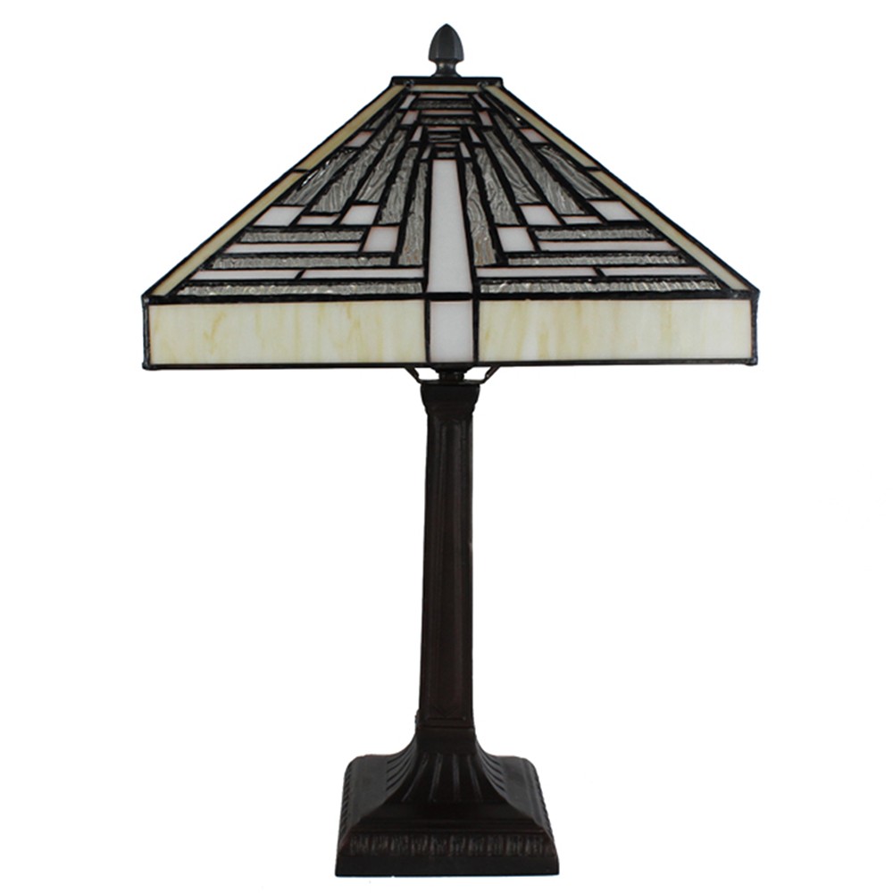 Pyramidová stolní lampa Tiffany Ova - 31*31*48 cm E27/max 1*60W