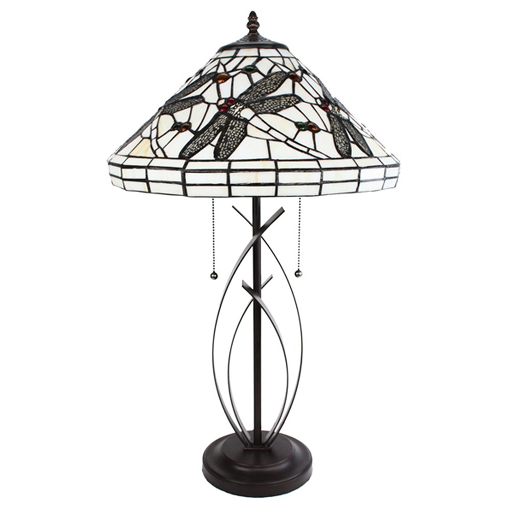 Stolní lampa Tiffany White Dragonfly - 41x69 cm E27/max 2x40W