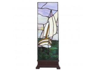 Stolní lampa Tiffany s plachetnicí Viw - 18*18*48 cm E14/max 1*40W