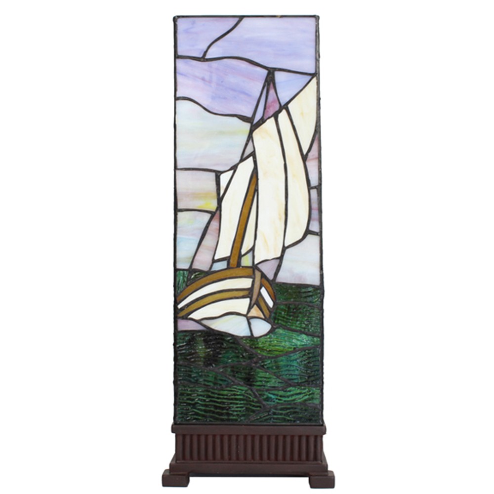Stolní lampa Tiffany s plachetnicí Viw - 18*18*48 cm E14/max 1*40W