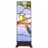 Modrá stolní lampa Tiffany s ptáčkem Birdie - 18*18*48 cm E14/max 1*40W