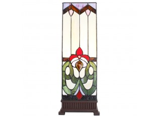 Kvádrovitá stolní lampa Tiffany s květem - 18*18*48 cm E14/max 1*40W