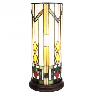 Válcová stolní lampa Tiffany - Ø 18*40 cm E14/max 1*25W