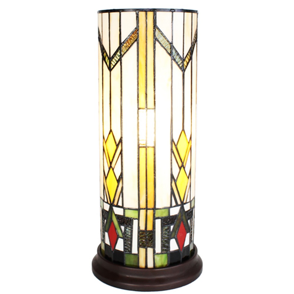 Válcová stolní lampa Tiffany - Ø 18*40 cm E14/max 1*25W Clayre & Eef