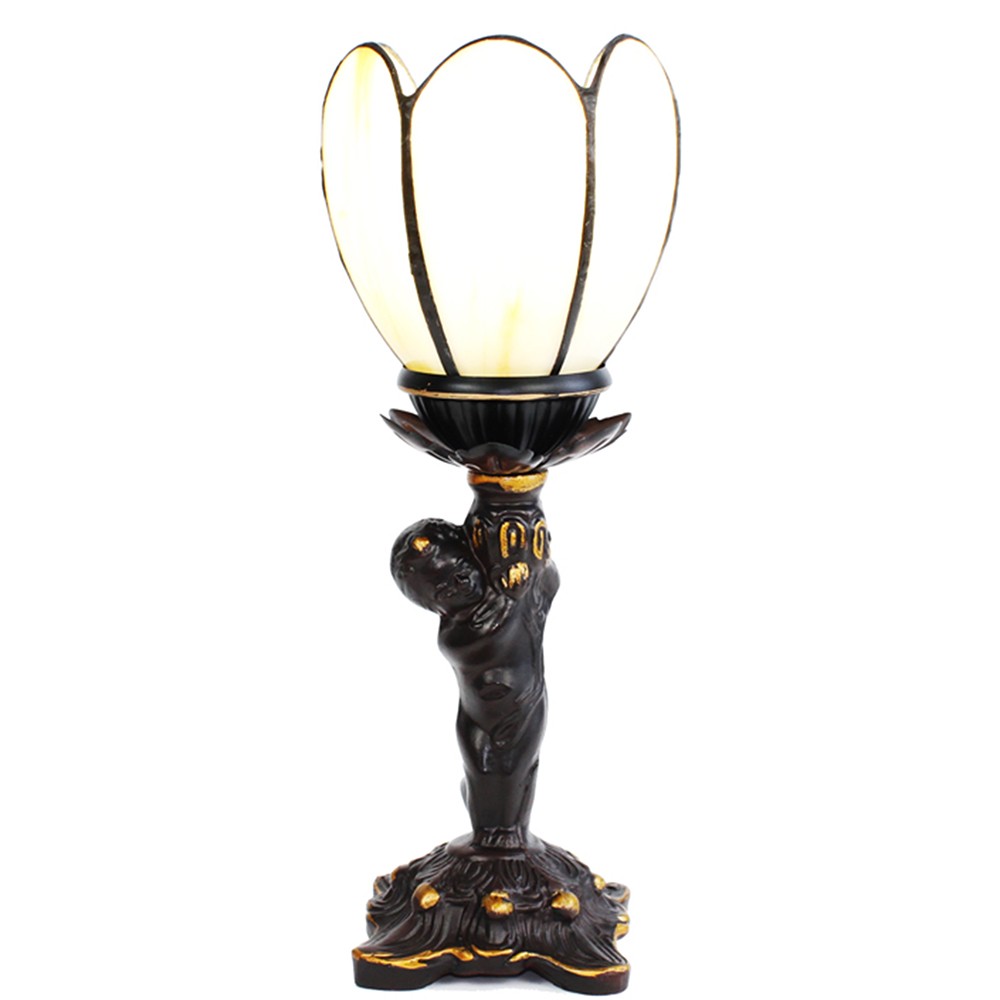 Stolní lampa Tiffany s dítkem a květem Angio - 12*12*28 cm E14/max 1*25W 5LL-6304