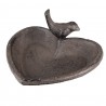 Hnědé litinové pítko/ krmítko pro ptáčky ve tvaru srdce - 16*14*8 cm