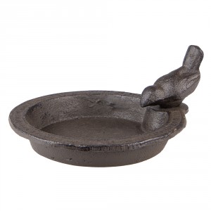 Hnědé litinové pítko/ krmítko pro ptáčky - 16*18*9 cm