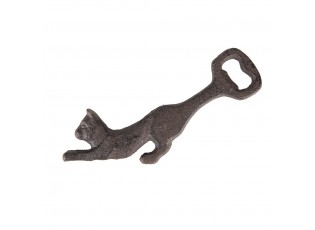 Hnědý litinový otvírák na láhve kočka - 17*9*1 cm