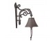 Hnědý litinový zvonek s ornamentem - 10*18*19 cm