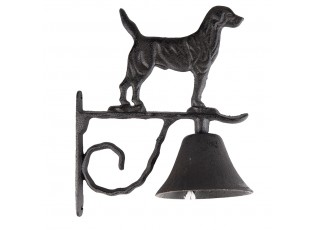Černo-hnědý litinový zvonek se psem - 11*21*27 cm