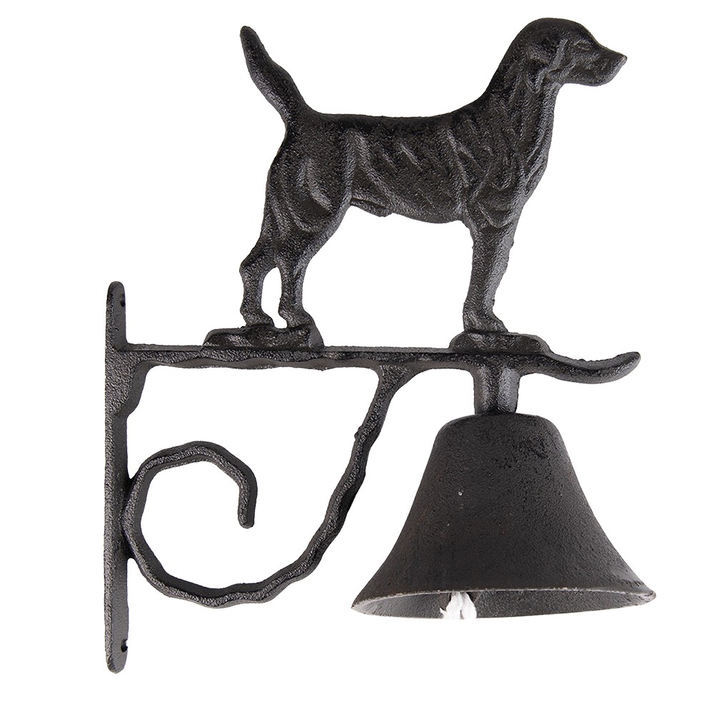 Černo-hnědý litinový zvonek se psem - 11*21*27 cm 6Y5305