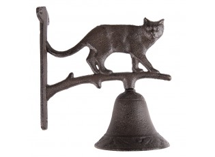 Hnědý litinový zvonek s kočkou - 9*18*24 cm