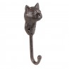 Hnědý nástěnný litinový háček s hlavou kočky Catty Brown - 5*4*15 cm