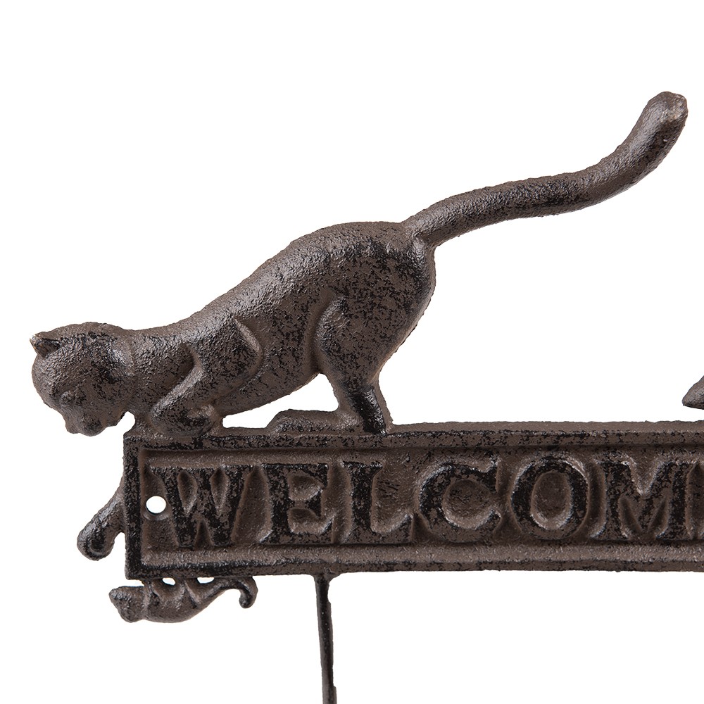 Nástěnný litinový věšák s kočkou Welcome - 22*5*20 cm