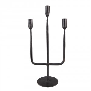 Černý antik kovový 3-ramenný svícen Hillo - 21*12*43 cm