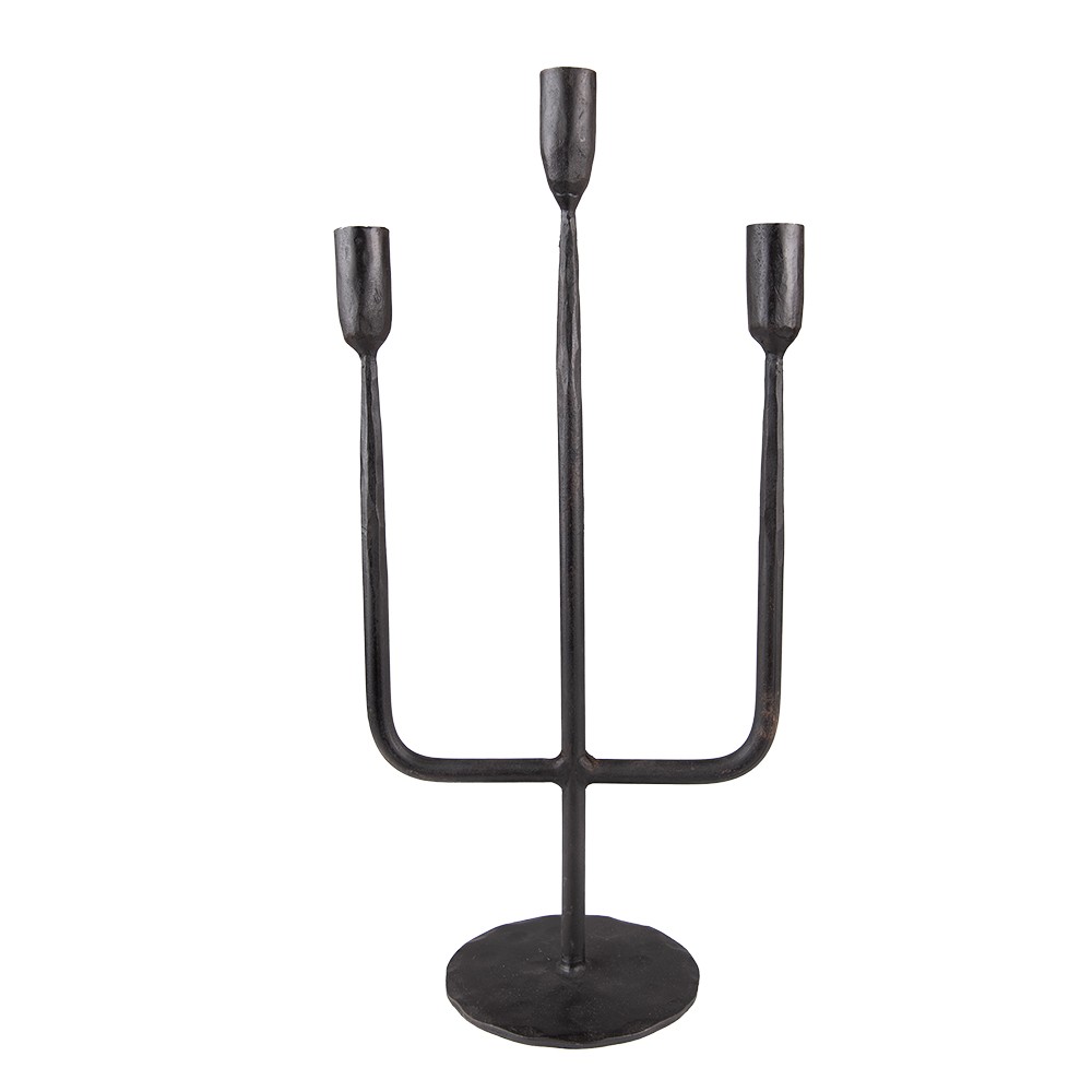 Černý antik kovový 3-ramenný svícen Hillo - 21*12*43 cm