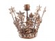Měděno - hnědý antik kovový svícen koruna Crown s kamínky - Ø 17*15 cm