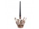 Měděno - hnědý antik kovový svícen koruna Crown s kamínky - Ø 17*15 cm