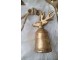 Zlatý kovový zvonek s hlavou jelena Deer - Ø 6*15cm