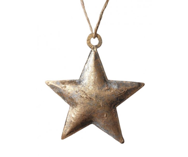 Zlatá antik závěsná ozdoba hvězda - 8cm