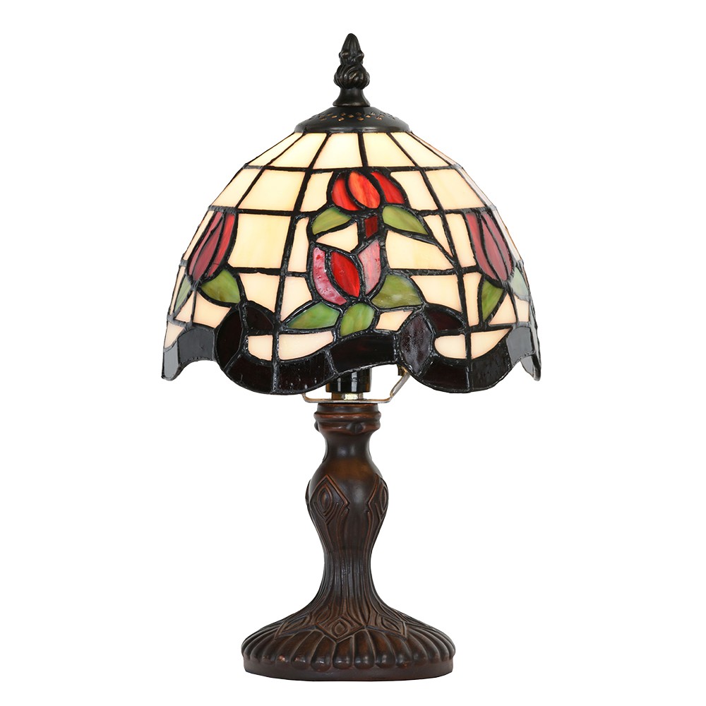 Malá stolní lampa Tiffany s tulipánky Tulip - Ø 18*30 cm E14/max 1*25W Clayre & Eef