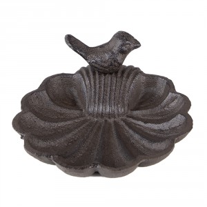 Hnědé litinové pítko/ krmítko - Ø 14*5 cm