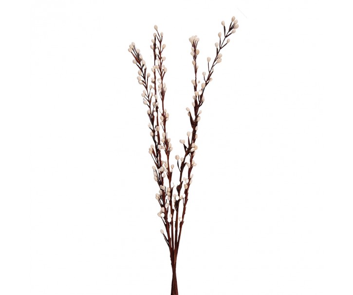 Hnědo-bílá kytice větvičky kočičky - 70 cm (5ks)