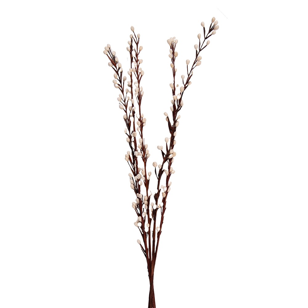 Hnědo-bílá kytice větvičky kočičky - 70 cm (5ks) Clayre & Eef