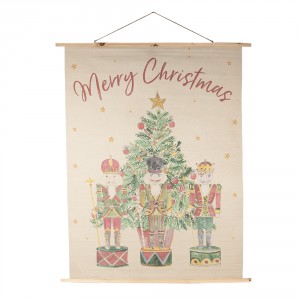 Béžová nástěnná mapa s Louskáčky Merry Christmas - 120*2*150 cm
