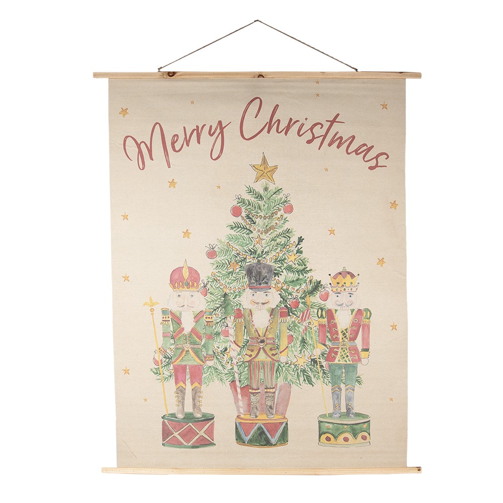 Béžová nástěnná mapa s Louskáčky Merry Christmas - 120*2*150 cm Clayre & Eef