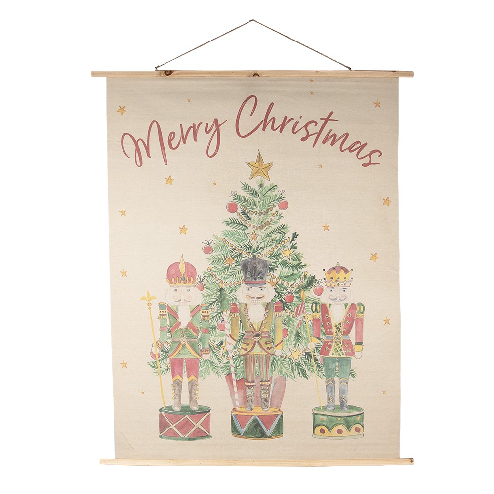 Béžová nástěnná mapa s Louskáčky Merry Christmas - 120*2*150 cm