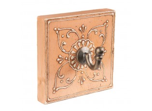 Bronzový antik nástěnný háček s oranžovou deskou - 10*6*10 cm
