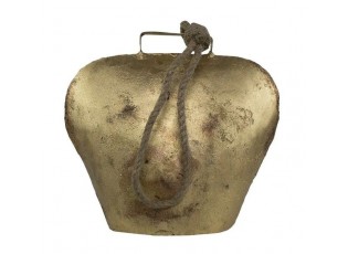 Zlatý kovový zvonek ve tvaru kravského zvonu - 25*11*11cm